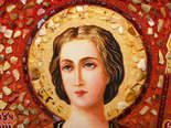 Святой великомученик Дмитрий Солунский картина из янтаря.
