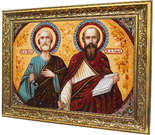 Икона из янтаря Пётр и Павел.
