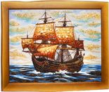 Корабль в море, картины из янтаря