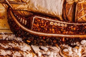 Картина из янтаря «Корабль в море»