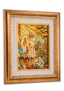 Картина из янтаря Ангелочек с олененком