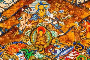 Картина из янтаря Пн-4510 на китайский мотив