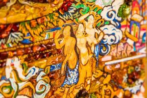 Картина из янтаря Пн-4510 на китайский мотив