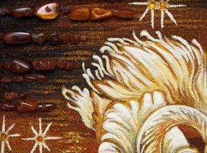 Парочка лебедей — панно из янтаря