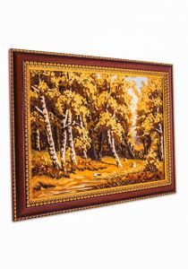 Янтарная картина «Березовая роща».