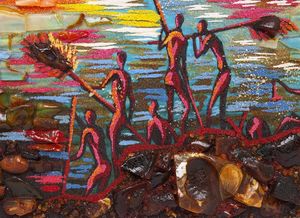 Сказочный пейзаж - картина из янтаря