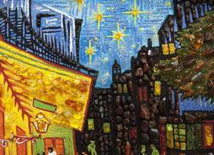 Винсент Ван Гог  «Ночная терраса кафе» - картина из янтаря.