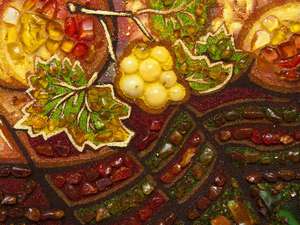 Картина из янтаря «Бокал и фрукты на столе»