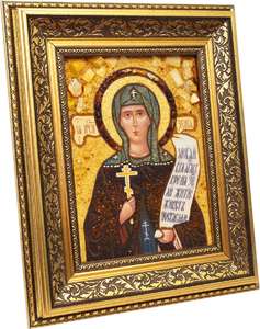 Икона из янтаря Святая Ксения (в миру Евсевия) Миласская