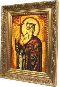 Cвятой равноапостольный князь Владимир картина из янтаря.