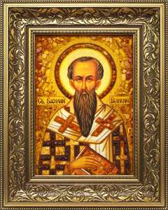 Икона из янтаря Святой Василий Великий