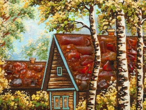 Пейзаж «Домик на берегу реки»