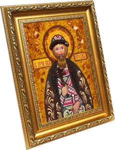 Икона из янтаря Святой Ярослав Мудрый.
