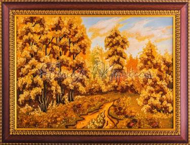 Картина из янтаря «Дорога в лесу».