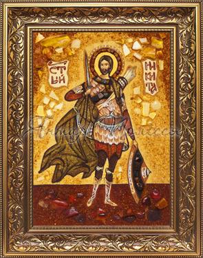 Именная икона из янтаря Святой Никита