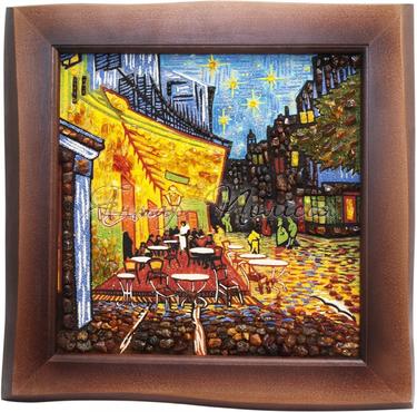 Винсент Ван Гог «Ночная терраса кафе» - картина из янтаря.