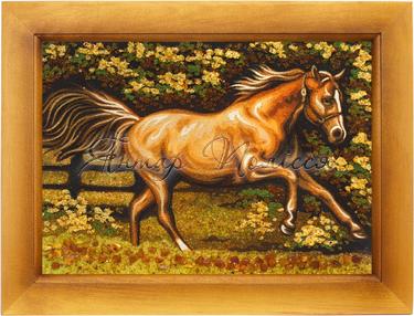 Картина из янтаря «Бегущая лошадь»