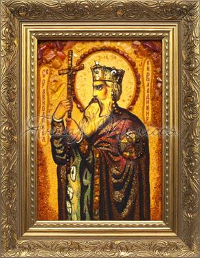 Cвятой равноапостольный князь Владимир картина из янтаря.