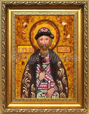 Икона из янтаря Святой Ярослав Мудрый.