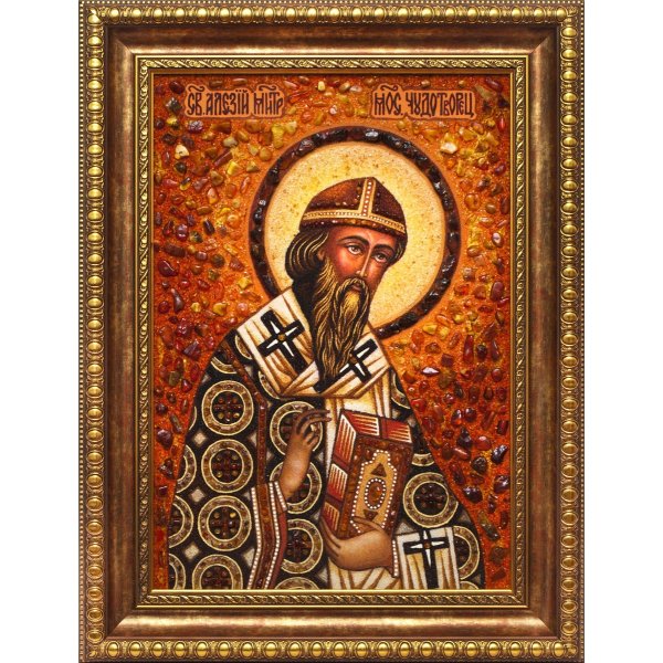Икона из янтаря Сятой Алексей