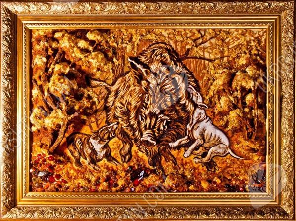 Об'ємне панно «Полювання на вепра»