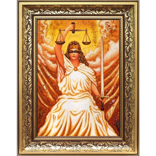 Богиня Фемида картина из янтаря. 