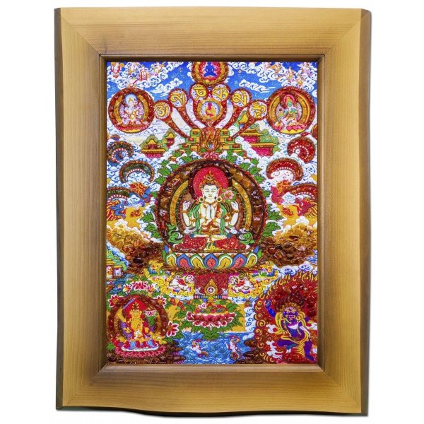 Индийский Будда - картина из янтаря.