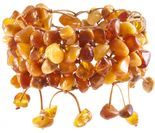 Многорядный плетеный браслет из полированных янтарных камней