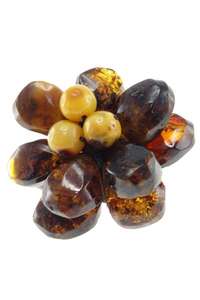 Брошь с коньячного янтаря «Цветок»