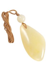 Янтарный камень-кулон с шариком на воскованной нити