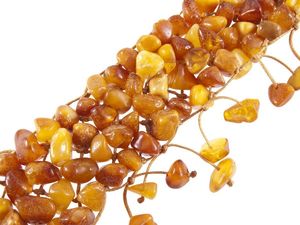 Многорядный плетеный браслет из полированных янтарных камней