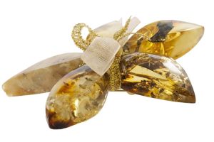 Брошь-цветок «Янтарь с включениями»