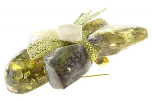 Брошь-цветок «Пейзажный янтарь»