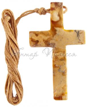 Янтарный крест на воскованной нити