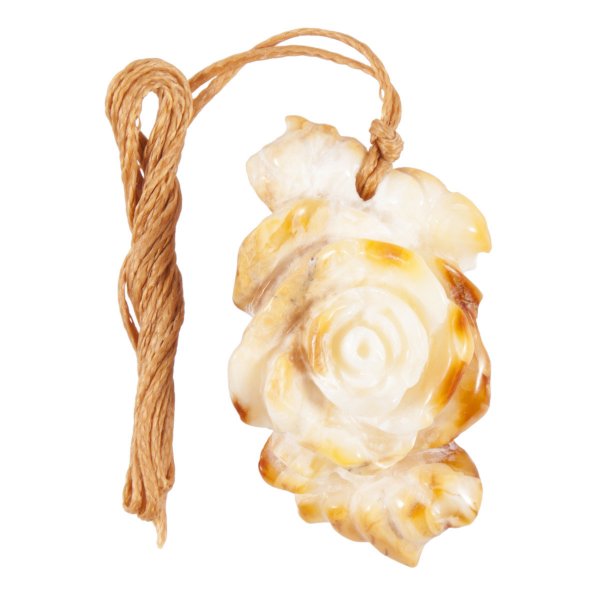 Кулон из янтаря «Роза» на восконанной нити