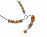 Колье из серебра с янтарными вставками