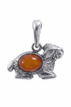 Кулон из серебра с янтарем «Овен»