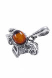 Кулон из серебра с янтарем «Овен»