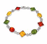 Браслет с разноцветными вставками янтаря