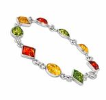 Браслет с разноцветными вставками янтаря