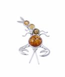 Серебряная брошь с янтарными вставками «Скорпион»