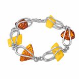 Серебряный браслет с камнями янтаря