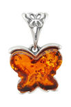 Бурштиновий кулон зі сріблом «Метелик»