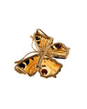 Брошка срібна з бурштином та позолотою «Метелик»