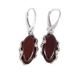 Сережки срібні з бурштином "Цвіт сакури"