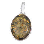 Підвіска срібна із зеленим бурштином "Розел"