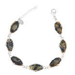 Браслет срібний із зеленим бурштином "Вілена"