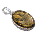 Підвіска срібна із зеленим бурштином "Розел"