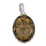 Підвіска срібна із зеленим бурштином "Розел"