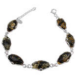 Браслет срібний із зеленим бурштином "Вілена"